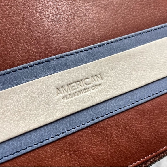 New American Leather Co small bag leather planner journal agenda zip cover - Picture 7 of 7